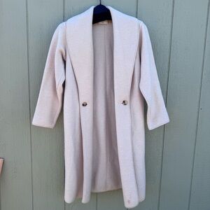 Aritza Wilfred 2XS Merino Wool Open Long Coat  Ivory Cape 100% Lana